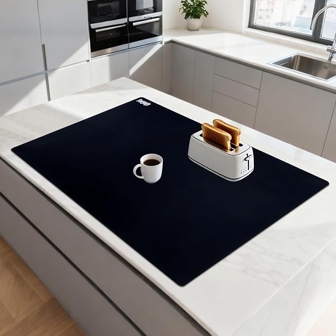 Extra Large Silicone Mat for Resin 36.2" x 24" 2MM Thick Silicone Craft Mat | for Table, Multifunction Silicon Matt for Kitchen Countertop Protector Heat Resistant Placemat by Foepoge(Black)