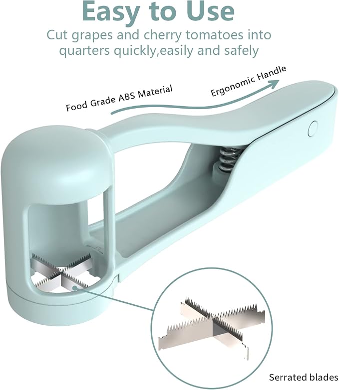 WhiteRhino Grape Cutter Grape Slicer for Toddlers,Grape Cherry Tomato Strawberry Cutter Quarter Slicer tool For Vegetable Fruit Salad Cake Decoration,Stainless Steel kitchen Gadget Fruit cutter