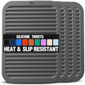 Silicone Trivets for Hot Pots and Pans - 4 Heat Resistant Pot Holders Silicone Trivet Mat Multipurpose Counter Pads (Deep Gray)