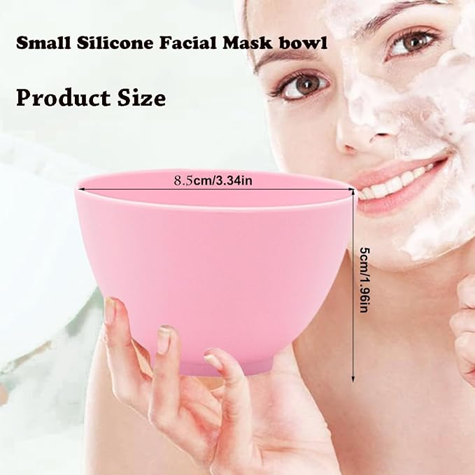 Silicone Face Mask Mixing Bowls, Pink 6 Pack, for Estheticians | Microwave and freezer safe, non-stick flexible design, 3.3-inch size, rinse cleanup, hair color, clay blends and skincare
