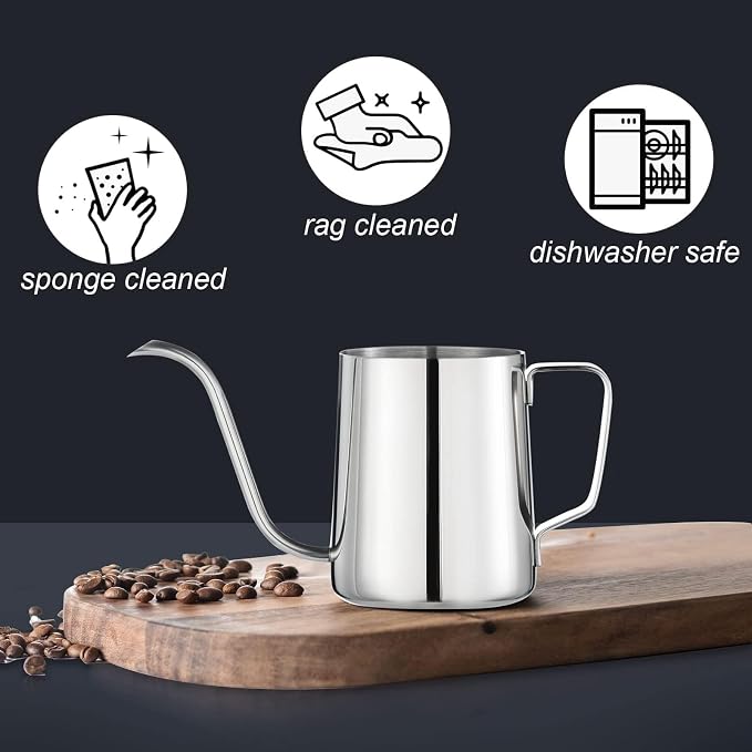 PARACITY Gooseneck Kettle, 12 oz Small Pour Over Kettle, Stainless Steel | Pour over coffee kettle with spout and handle works as a small kettle, small tea kettle or camping coffee pot for travel