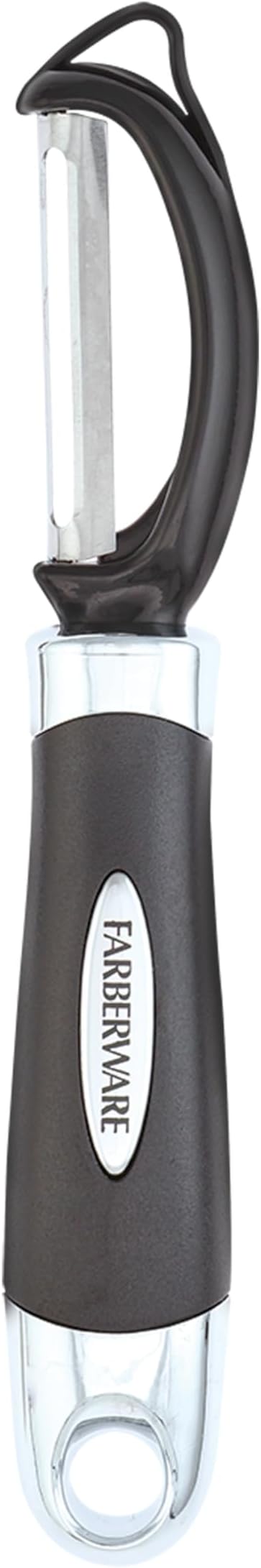 Farberware Pro2 Euro Vegetable Peeler with Swivel Blade and Built-In Bud Remover, Razor-Sharp Rust-Resistant Stainless Steel, Ergonomic Handle, Dishwasher Safe
