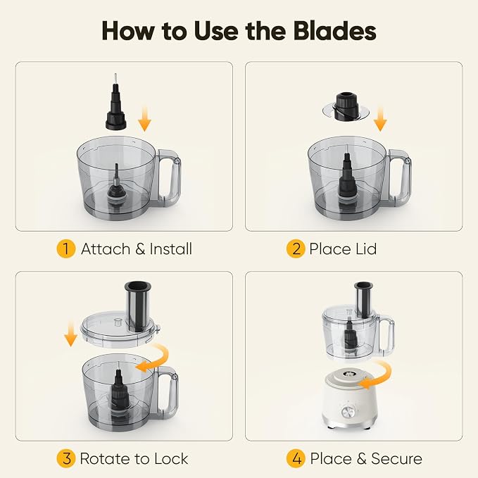 OLIXIS Food Processor 10.5 Cups, 600W Powerful Food processors with 5 Blades, Dishwasher Safe Meat Grinder for Slicing, Shredding, Chopping, Kneading, for Meat, Vegetables, Fruit, Dough