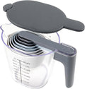 Stackable 10-Piece Measuring Cups and Spoons Set with Lids | BPA-free & dishwasher safe. Kitchen gadgets for cooking & baking. Dust-proof nested utensils for dry or liquid food