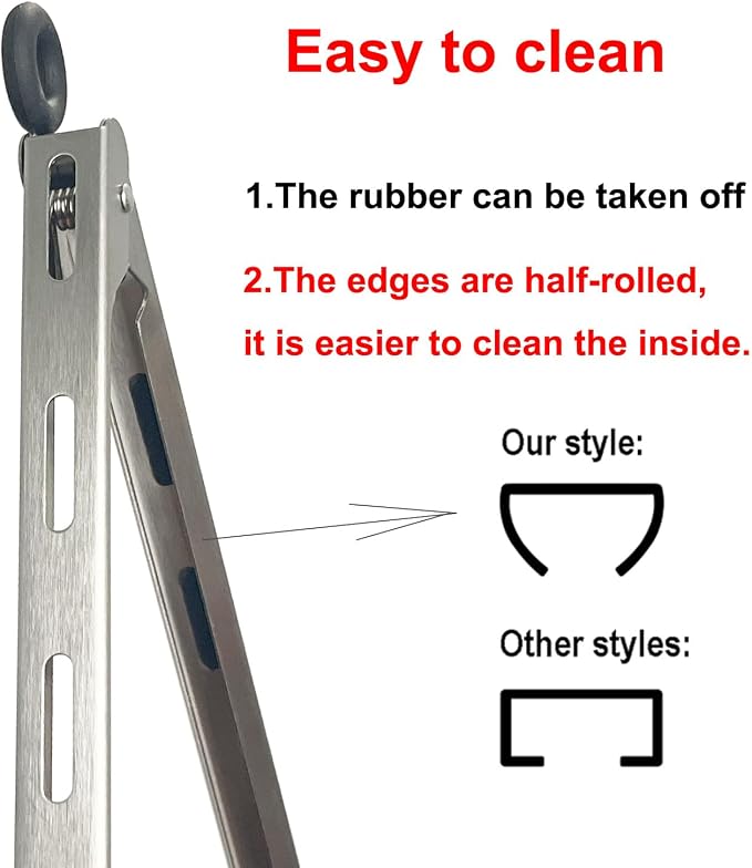 9-inch Stainless Steel Kitchen Tongs with Locking, Metal Food Tongs Non-Slip Grip (9")