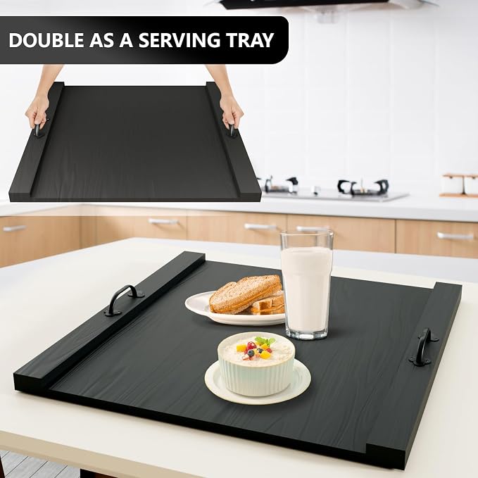 Noodle Board Stove Cover with Handle Wooden Stove Top Cover Board 29.5x22" for Electric Gas Stove Burner, Glass Range Stovetop Cover