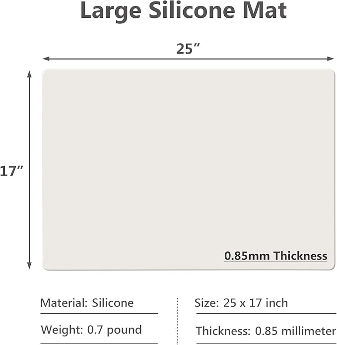 25"x 17"x 0.03" Silicone Mats for Kitchen Counter, Large Silicone Countertop Protector, Nonskid Heat Resistant Desk Saver Pad, Multipurpose Mat, Placemat, Beige