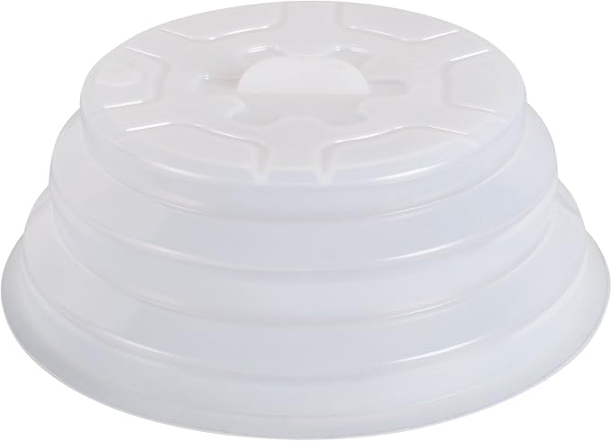 Silicone Microwave Plate Cover Collapsible, 11", White | Dishwasher Safe and BPA Free