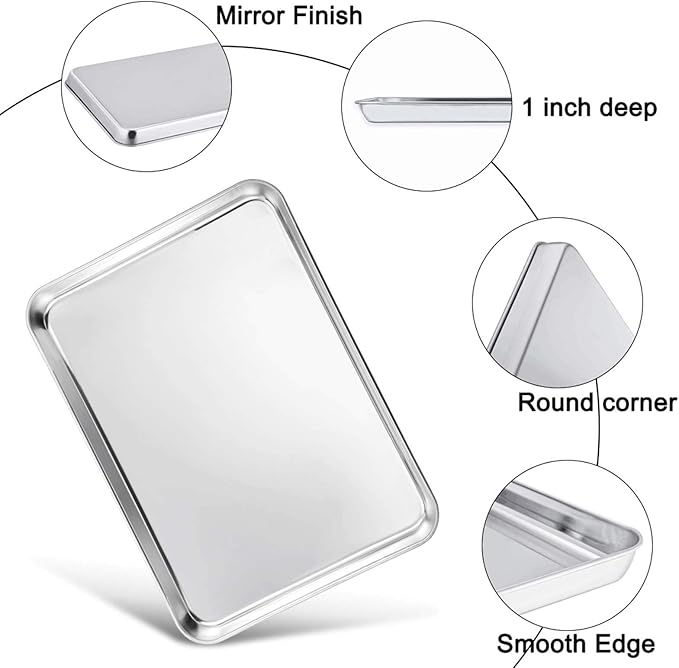 TeamFar Baking Sheet with Cooling Rack Set, 20 x 14 x 1 inch | Stainless Steel Large Cookie Sheet Pan and Baking Rack Set, Non Toxic & Heavy Duty, Mirror Finish & Dishwasher Safe