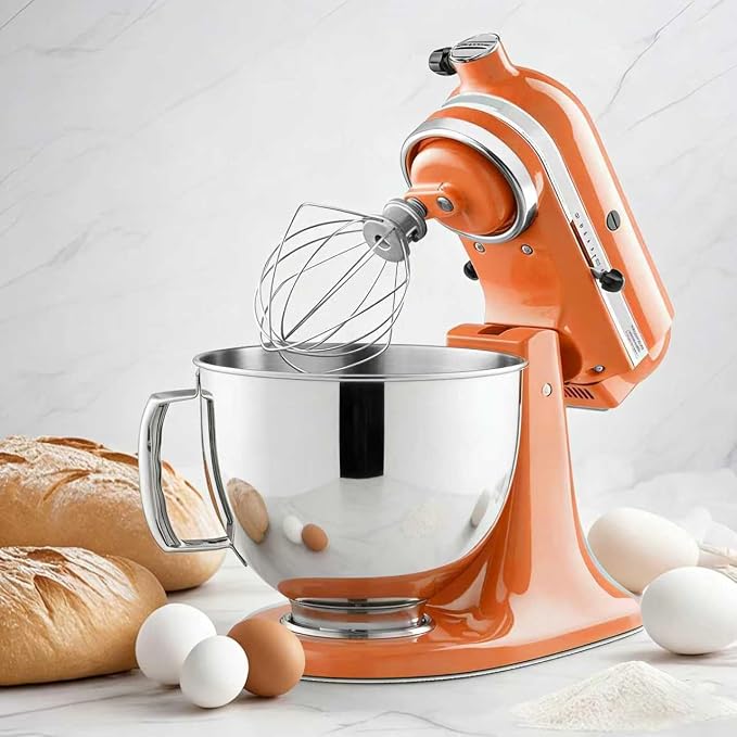 5QT Stainless Steel Mixer Bowl for KitchenAid 4.5 & 5 Quart Tilt-Head Mixer | Seamless polished stainless steel bowl, dishwasher & oven safe fits KitchenAid 4.5/5QT KSM103 KSM110 tilt-head mixers