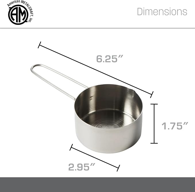 American METALCRAFT, Inc. MCW75 3/4 Stainless Steel Measuring Cup, 3/4-Cup, Silver, 1 Count (Pack of 1)