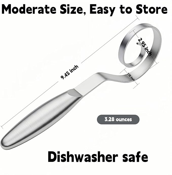 Maxjoy Danish Dough Whisk, Seamless Stainless Steel Sourdough & Bread Tool | Dutch Dough Hook, Replaces Mixer Spoon & Stick, Food Grade & Rust Resistant, Easy Clean & Dishwasher Safe, Baking Stirrer