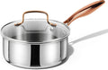 CAROTE 2Qt Stainless Steel Saucepan Set, Non-Toxic 3-Ply Stainless Steel Cookware Set with Lids, Small Kitchen Pots, Oven Safe, Compatible with Induction, Ceramic, Gas, Mothers Day Gifts