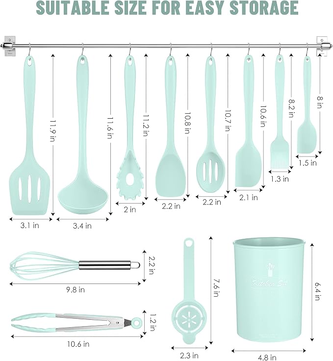 Kitchen Utensils Set-12 Pieces Silicone Cooking Utensils Set (Dishwasher Safe) 392°F Heat Resistant Spatula Set,Kitchen Utensil Set for Nonstick Cookware,Best Kitchen Tools with Holder | Dishwasher Safe 392°F Heat Resistant Spatula Set Kitchen Utensil ...