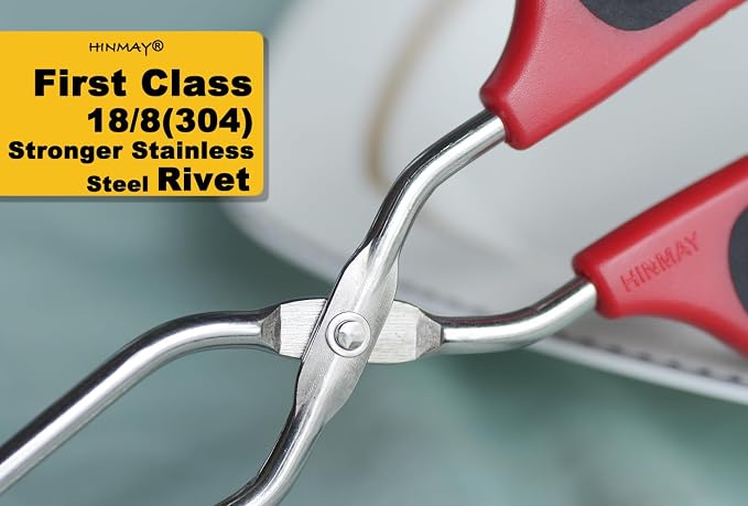 HINAMY 13" Stainless Steel Scissor Tongs with Comfort-Grip Handle, Set of 2