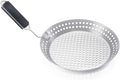 Outset Grill Skillet With Removable Handle, Stainless Steel | Removable Handle So The Pan Can Be Left In The Oven Or Grill | Perfect For Seafood, Veggies & More | Enhance Flavors