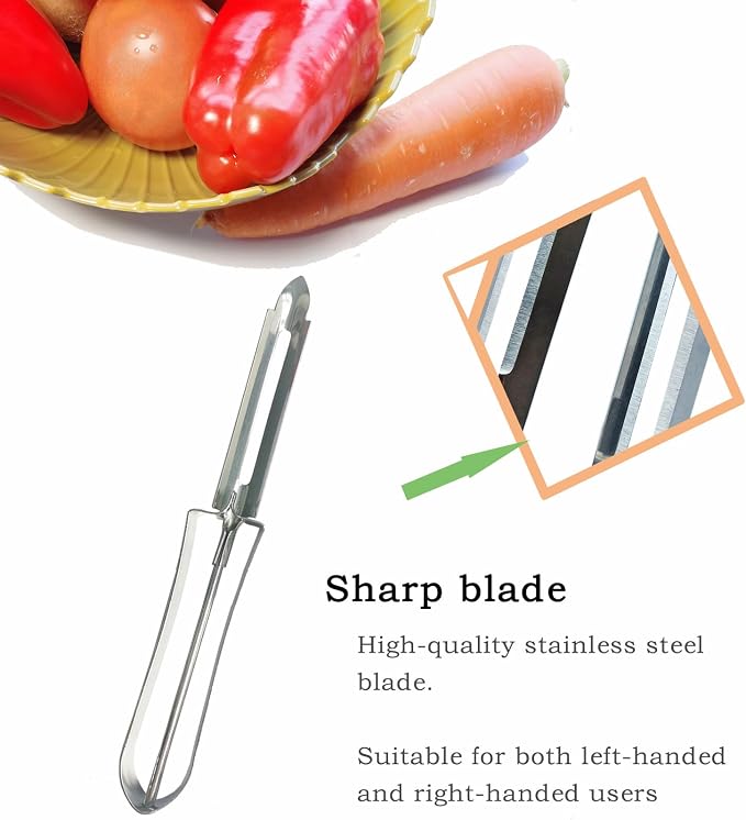 2PCS Stainless Steel Vegetable & Potato Peeler Sharp Blade Dual Handed | Non-Slip Handle, Dishwasher Safe Kitchen Tool