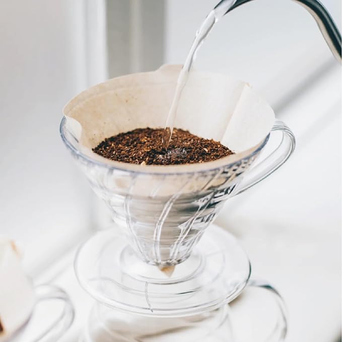 Hario V60 Plastic Coffee Dripper, 02, Clear (Pack of 2)