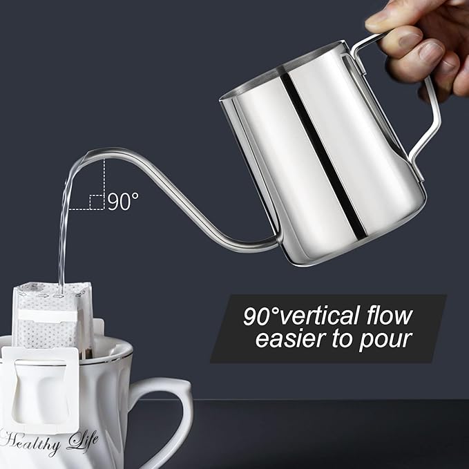 PARACITY Gooseneck Kettle, 12 oz Small Pour Over Kettle, Stainless Steel | Pour over coffee kettle with spout and handle works as a small kettle, small tea kettle or camping coffee pot for travel