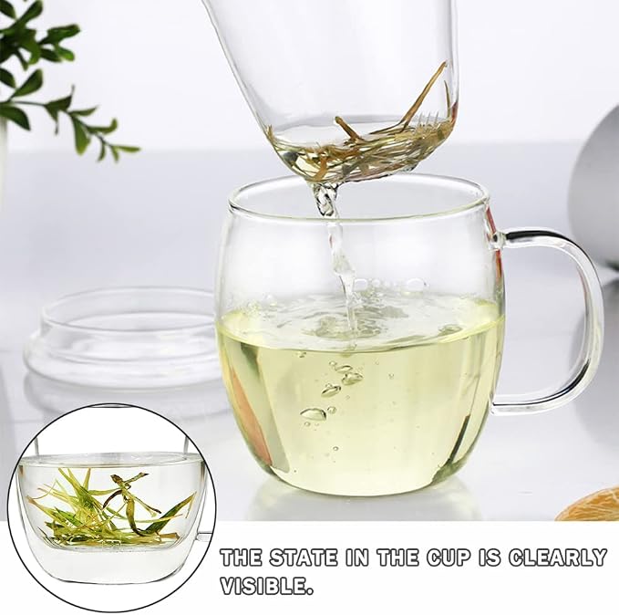 Glass Tea Cup with Infuser and Lid, 17 oz Clear Loose Leaf Tea Infuser Mug | Borosilicate Glass Tea Infuser for Black Tea, Teacup or Tea Steeper with Strainer for Brewing, Gift for Women and Tea Lovers