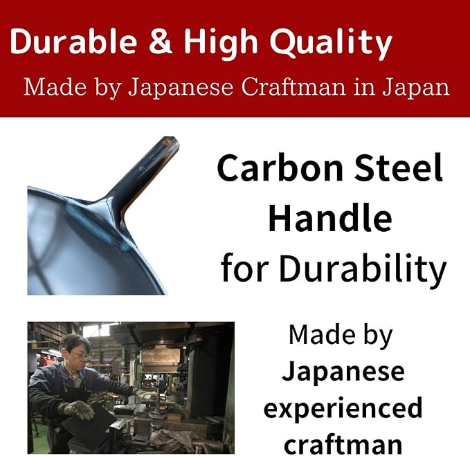 [Made in Japan] Light 30% less Carbon Steel Wok 14 1/4" Gas Round