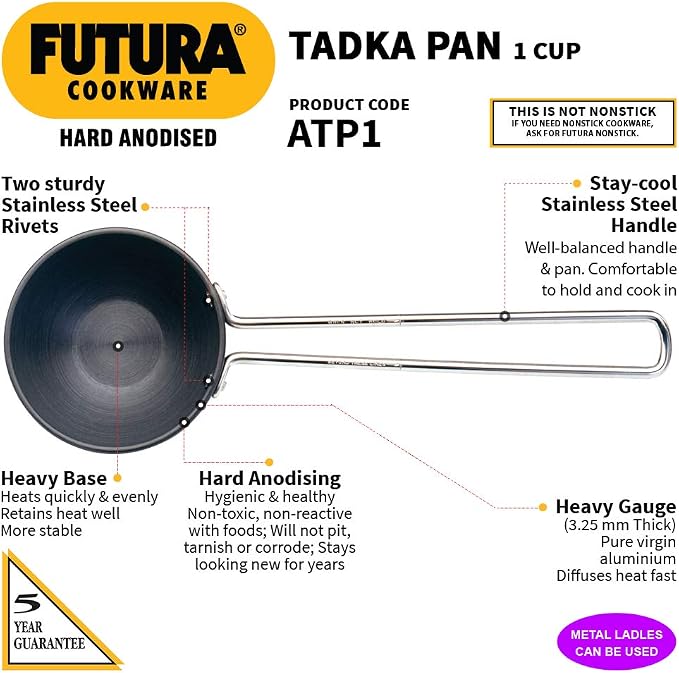 FUTURA Anodised Heating Pan, 1 Cup, Black