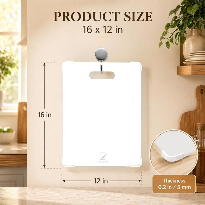 16x12 White Tempered Glass cutting boards for kitchen dishwasher safe | Non-Slip Corner Guards,Shatter-Resistant,Scratch-Resistant,Food-Safe & Non-Toxic,large cutting board