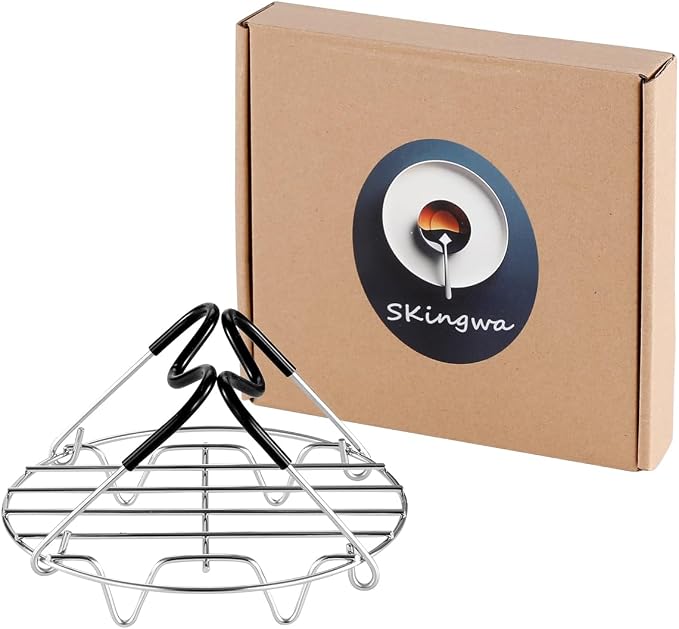 Steamer Rack Trivet with Handles for Instant Pot Pressure Cooker Accessories (Handle with Silicone, for 6qt)