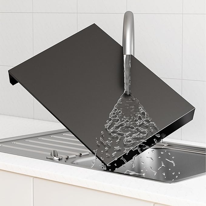 Noodle Board Stove Cover with Handles, Gas Stove Cover Board Carbon Steel Stove Top Covers for Gas and Electric Stove Range Expanding Kitchen Space (Black, 15.7"Lx19.7"Wx2.7"H)