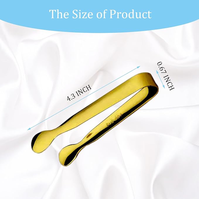 15PCS Mini Tongs for Serving, Metal Tong Stainless Steel Gold Tongs, 4.25Inch Small Sugar Tong, Kitchen Mini Serving Tongs for Appetizers, Ice, Charcuterie, Gold Utensil for Dessert Table, Tea Party