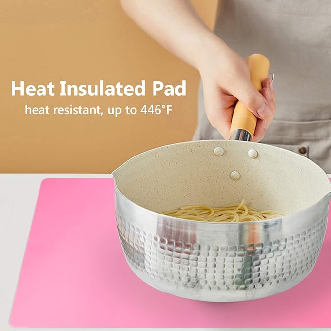 Extra Large Silicone Mats for Countertop, 28" by 20" Multipurpose Mat, Counter Table Protector, Desk Saver Pad, Placemat Nonstick Nonskid Heat-Resistant Pad, Pink