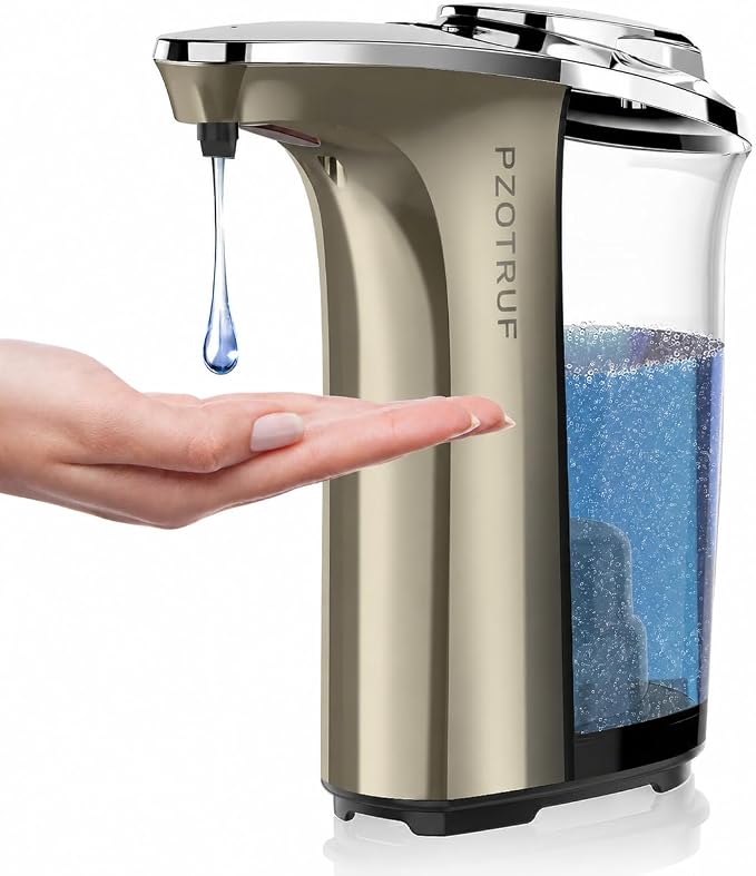 Automatic Soap Dispenser, 17oz Touchless Liquid Dish Soap Dispenser Kitchen | 17OZ Large Capacity, Infrared Sensor, 5 Adjustable Soap Levels, Hand Dispenser for Bathroom Kitchen Sink, Battery Operated