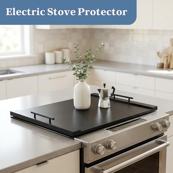 Wooden Stove Top Cover 30x22 with Handles for Gas Electric, Sink | coffee bar or serving station - Use this noodle board stove cover to keep everyday essentials organized and within reach.