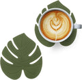 2 Pcs Plant Leaf Coaster, Cute Green Leaf Silicone Heat-Resistant Drink Trivet Mats Non-Slip Cup Pads for Table Countertop Kitchen Home Office Decor(4.13×4.72 Inch)