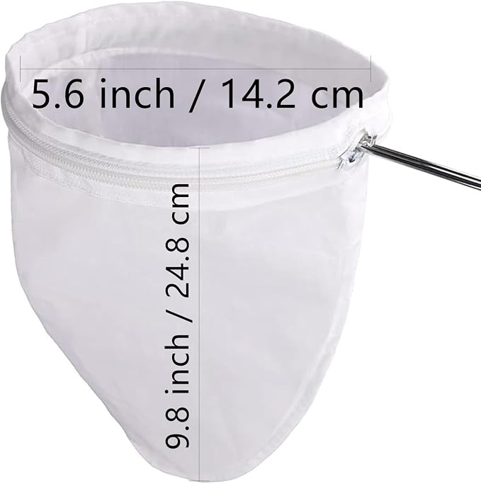 WMKGG Ultra Fine Mesh Strainer Bags, Reusable Mesh Filter Bags with Stainless Steel Handle Frame for Filter NutMilk, Coffee, Milk, Butter, Juices and Fresh Cheese (Small Size)