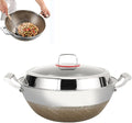 Titanium Hammered Wok with Double Handles, 2026 New Frying Pans Nonstick, Non-Stick Wok, Scratch-Resistant Non Stick Titanium Pans for Cooking,With lid,14.17in