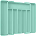 Aujen Silverware Drawer Organizer, Adjustable Utensil Cutlery Tray | Expandable Kitchen Organizer for Forks Knives, Multipurpose Kitchen Storage, Apartment Essentials, Green, Large