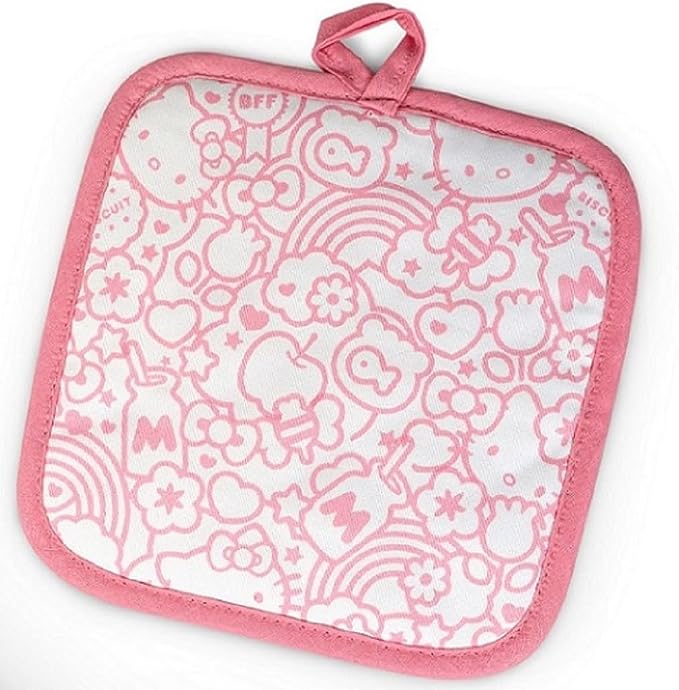 Hello Kitty Print 28" Adult Apron and Pot Holder Set
