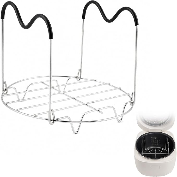 Steamer Rack Trivet with Silicone Handle Compatible with Instant Pot, 6, 8 Quart Steamer Wire Cooling-Rack Trivet Accessory for Healthier Meals, Multi-Use Rack for Roasting & Serving