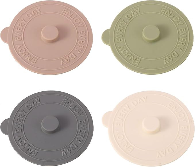 4 Pack Silicone Cup Lids, 10cm Reusable Stretchable Drink Covers - Universal Dustproof & Leak-Proof Lids for Coffee, Tea, Wine Glasses, Tumblers - Ideal for Home, Office, Travel