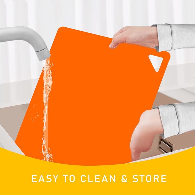 7 Pieces Plastic Flexible Cutting Boards for Kitchen, BPA- Free,15"x12" | Non Slip Cutting Mats with Food Icons, Easy-Grip Handles
