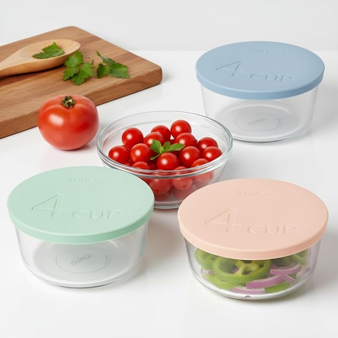 Yodecy Silicone Bowl Lids fit Pyrex Glass Bowls 7201-PC 4 Cup, fit Anchor Hocking Glass Bowls 7201-PC 4 Cup,Replacement Lids(2 Pack Pastel Pink)
