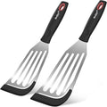 Beijiyi 2-Piece Silicone Fish Spatula for Nonstick Cookware, Heat Resistant | BPA Free, Flexible & Thin Edge, Scratch-Free, Slotted Turner, Kitchen Use, Cooking Flipper for Egg, Pancake, Dishwasher Safe