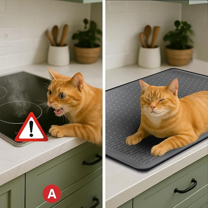 Stove Top Cover for Electric Stove - Food Grade Ceramic Stove top Cover, Silicone XXL Dish Drying Mat, Glass Cooktop Covers, Flat RV Range top Mats (Gray,28x20)