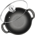 Cast Iron Wok with Dual Handle, Pre-Seasoned Stir-Fry Pans (Wok with Lid 11 inch)