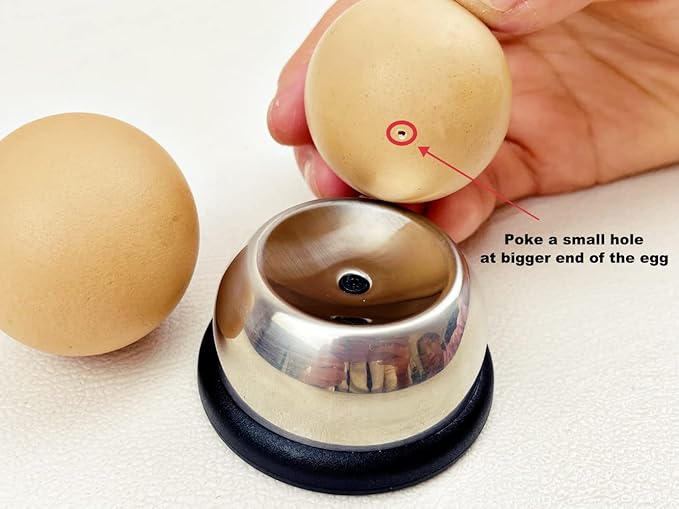 Stainless Steel Egg Piercer, Egg Hole Puncher, Heavy Duty Egg Poker with Sturdy Base and Sharp Pin to Get Good Hard Boiled Eggs, Easy Egg Peeler Great Christmas Gifts, 2 Pack