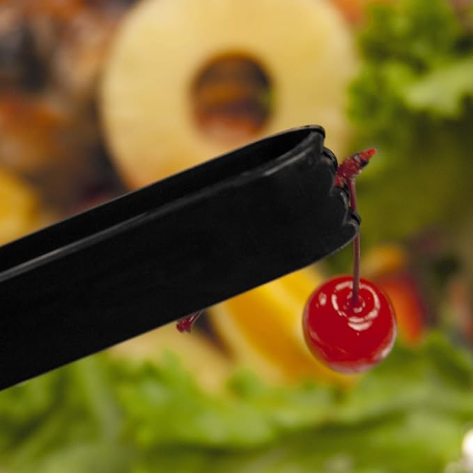 Party Essentials Hard Plastic 6-1/2" Serving Tongs, Black, 4 Count