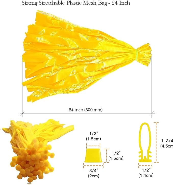 100pcs Seafood Boiling Bags, Plastic Reusable Mesh Produce Bags, Crawfish Bags Boiling Bags, Mesh Onion Bags, Fruit and Vegetable Produce Bag (24inch and Loop-Style Closures white)
