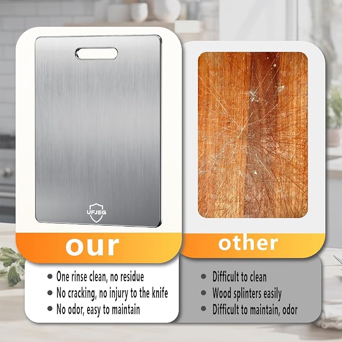 Titanium Cutting Board Set of 3, Titanium Cutting Boards for Kitchen, Non Toxic, Double-Sided Food Grade Chopping Board for Cutting Meat Vegetable Fruit, Outdoor Camping