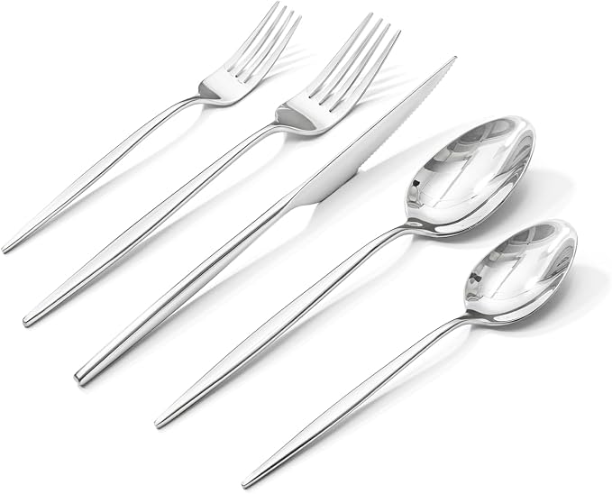 18/10 Silverware Set for 6, 30 Piece Stainless Steel Flatware Cutlery Set | KINGSTONE Mirror Polished Forks Knives Spoons Utensils, Tableware for Home Kitchen Restaurant Wedding, Dishwasher Safe